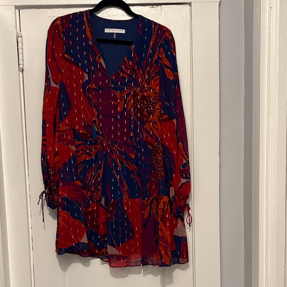 Trina Turk Floral Red and Blue Dress